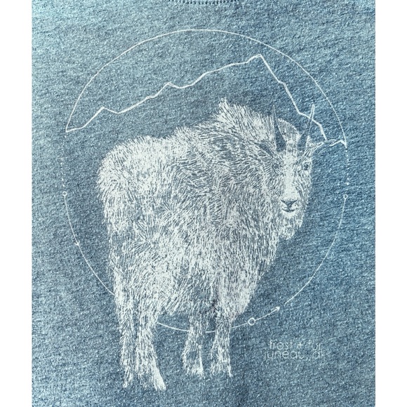 NWOT Alaskan Hand-Printed Women Slim Tee Mtn Goat Design x Frost & Fur Sz Small - Picture 5 of 10